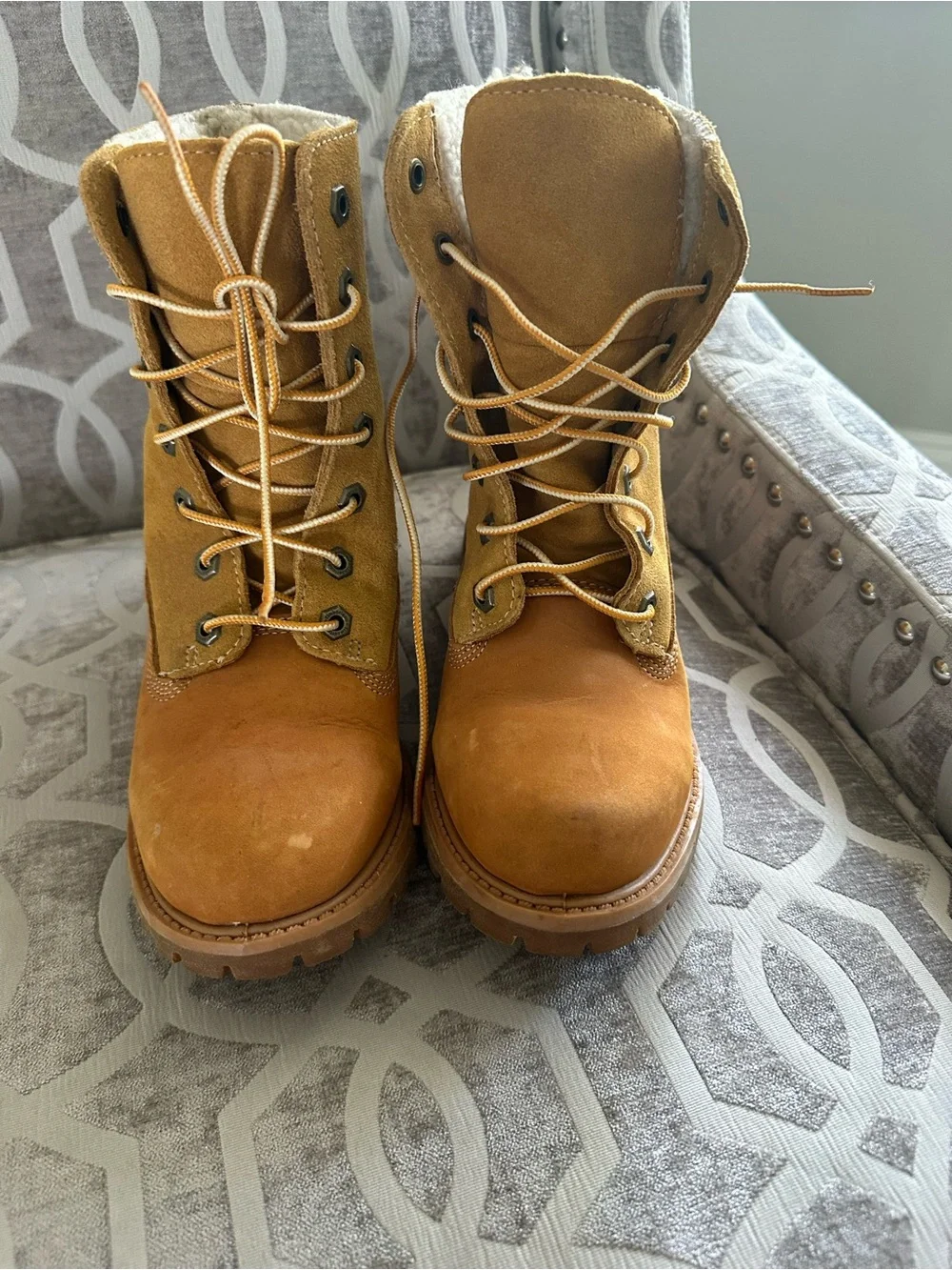 Timberland Two-Tone Wheat and Tan Suede Lace-Up Boots